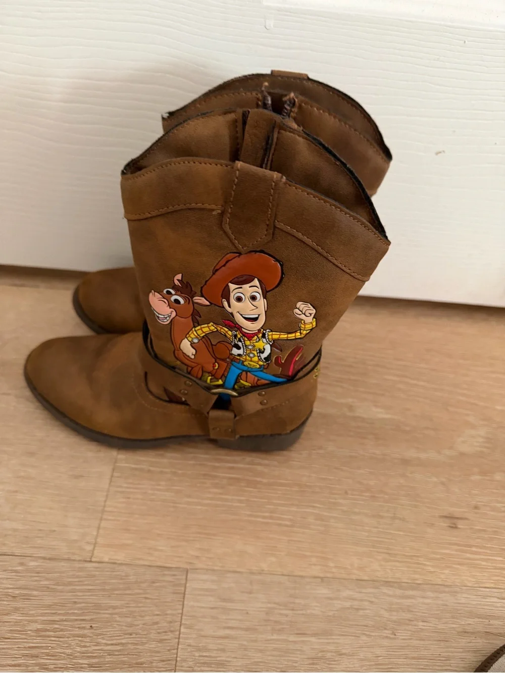 Disney Brown Kids Cowboy Boots with Woody Graphic